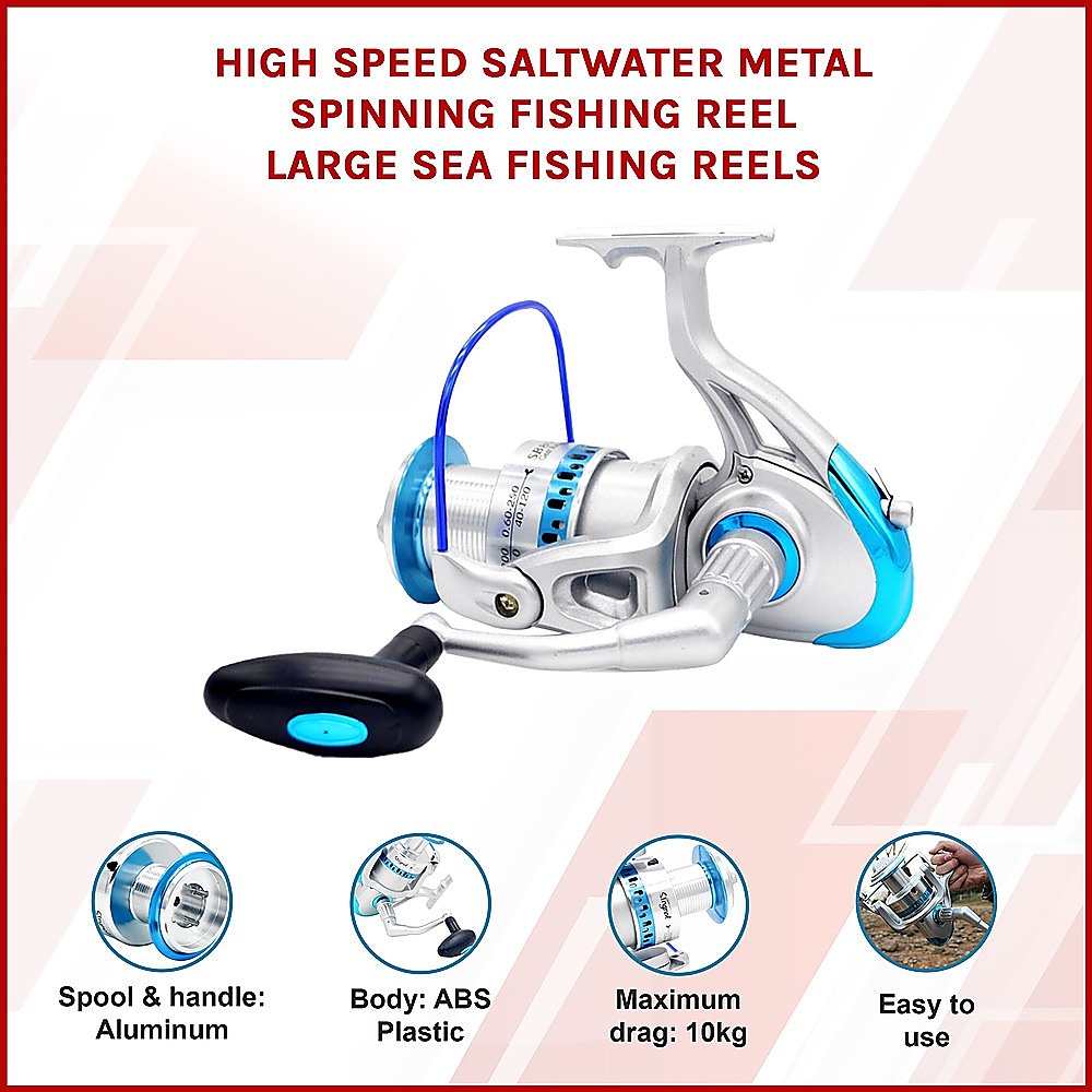 V63-844641-143414-02 High Speed Saltwater Metal Spinning Fishing Reel Large Sea Fishing Reels - Image 3
