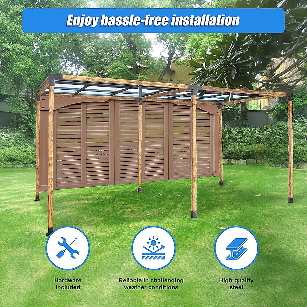 V63-847731-167333-01 Roof Pergola Gazebo Shed Matte Black Steel Brackets DIY Kits - Image 5