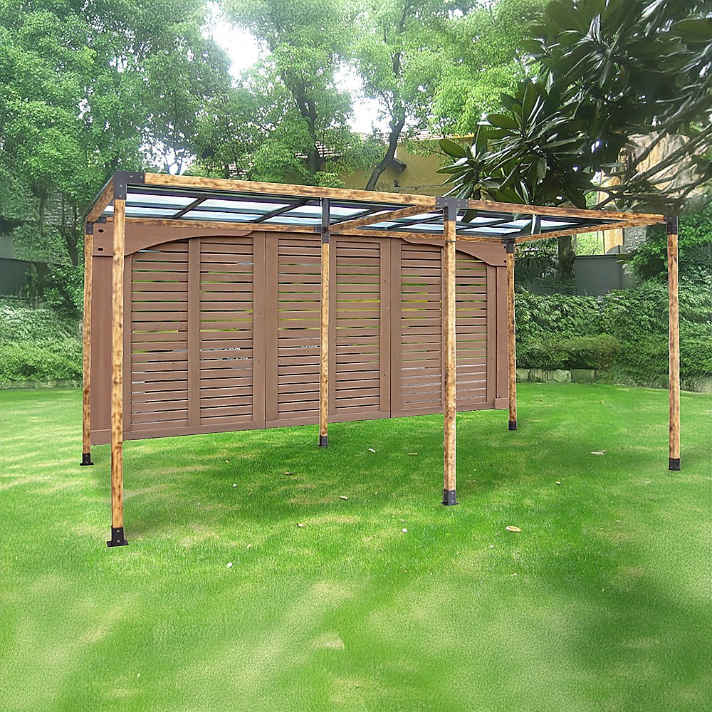 V63-847731-167333-03 Roof Pergola Gazebo Shed Matte Black Steel Brackets DIY Kits - Image 10