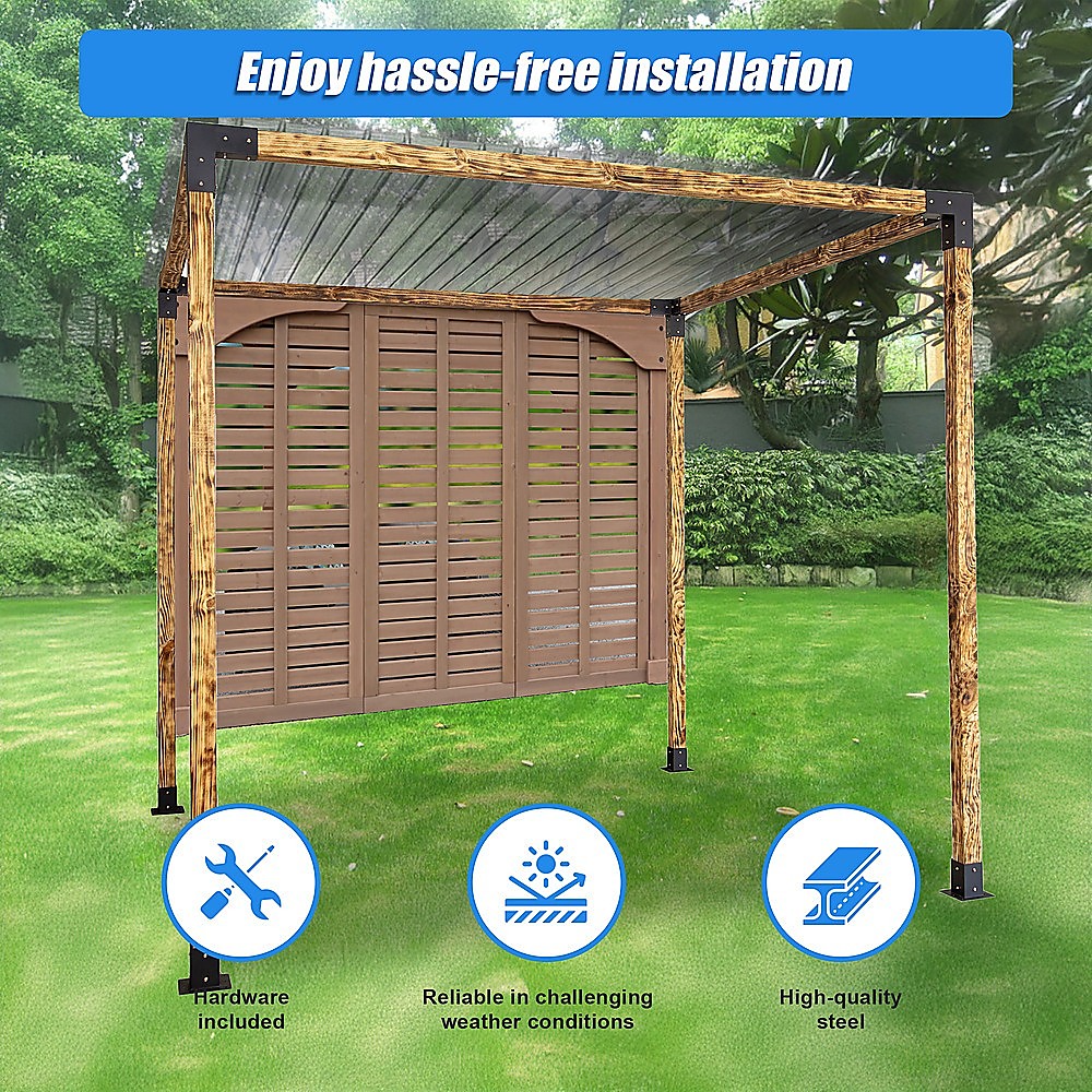 V63-847741-167334-01 Roof Pergola Gazebo Shed Matte Black Steel Brackets DIY Kits - Image 5