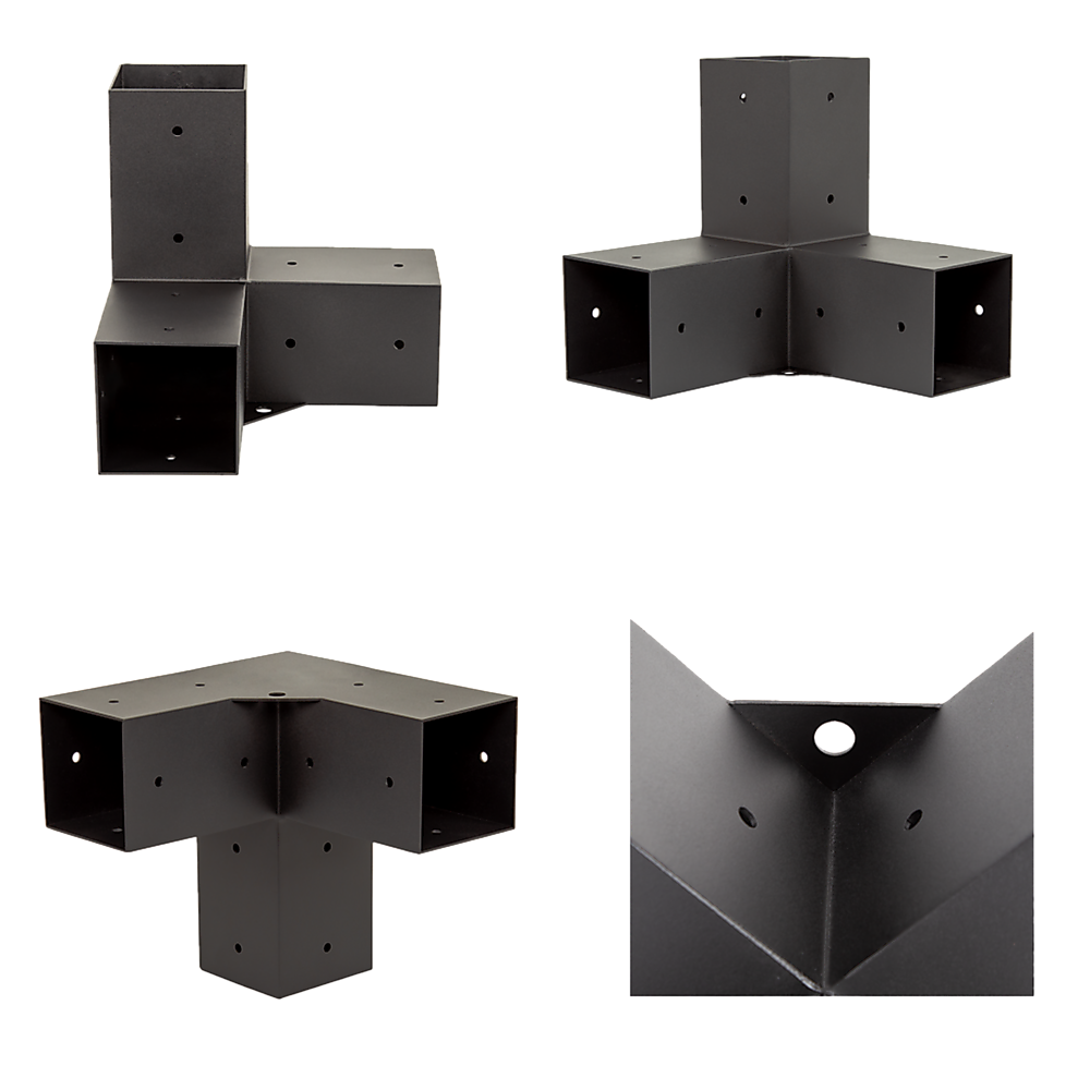 V63-847741-167334-01 Roof Pergola Gazebo Shed Matte Black Steel Brackets DIY Kits - Image 8