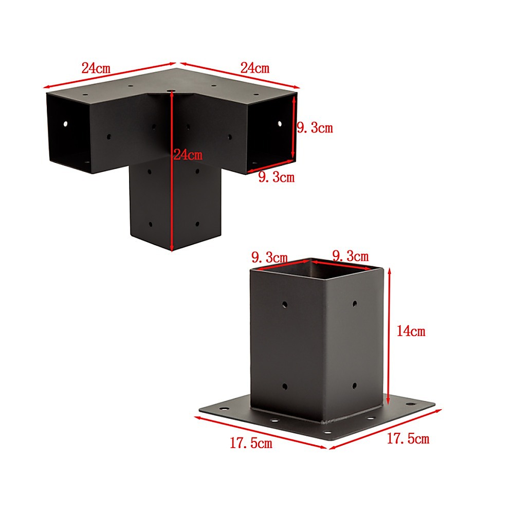 V63-847741-167334-10 Roof Pergola Gazebo Shed Matte Black Steel Brackets DIY Kits - Image 14