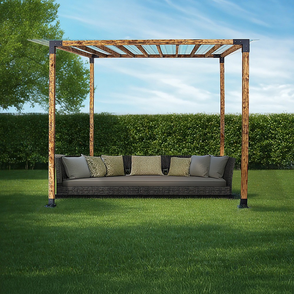 V63-847751-167335-00 Roof Pergola Gazebo Shed Matte Black Steel Brackets DIY Kits - Image 2