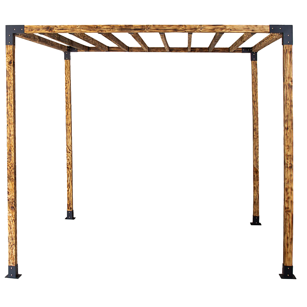 V63-847751-167335-01 Roof Pergola Gazebo Shed Matte Black Steel Brackets DIY Kits - Image 5