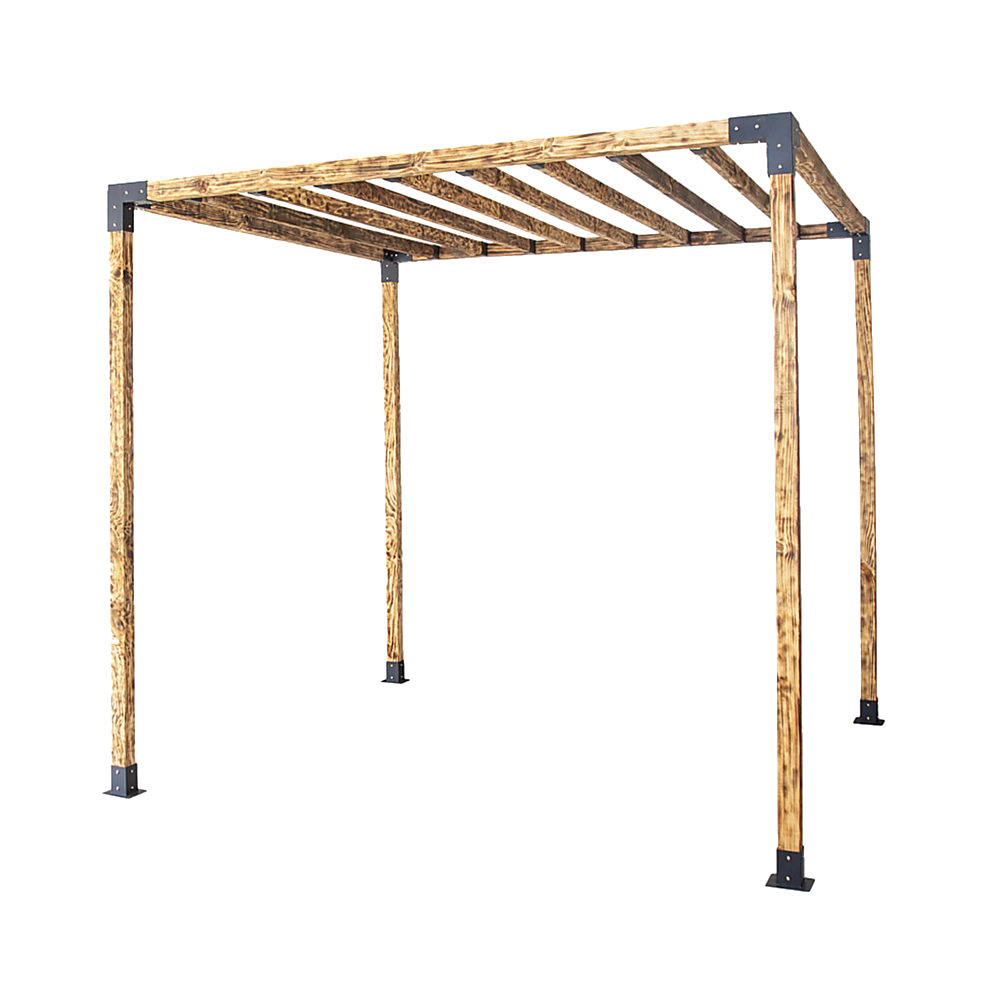 V63-847751-167335-06 Roof Pergola Gazebo Shed Matte Black Steel Brackets DIY Kits - Image 11