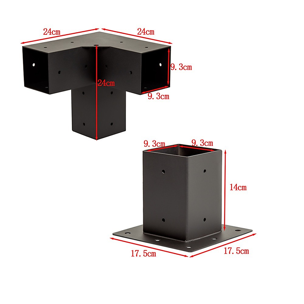 V63-847751-167335-11 Roof Pergola Gazebo Shed Matte Black Steel Brackets DIY Kits - Image 16