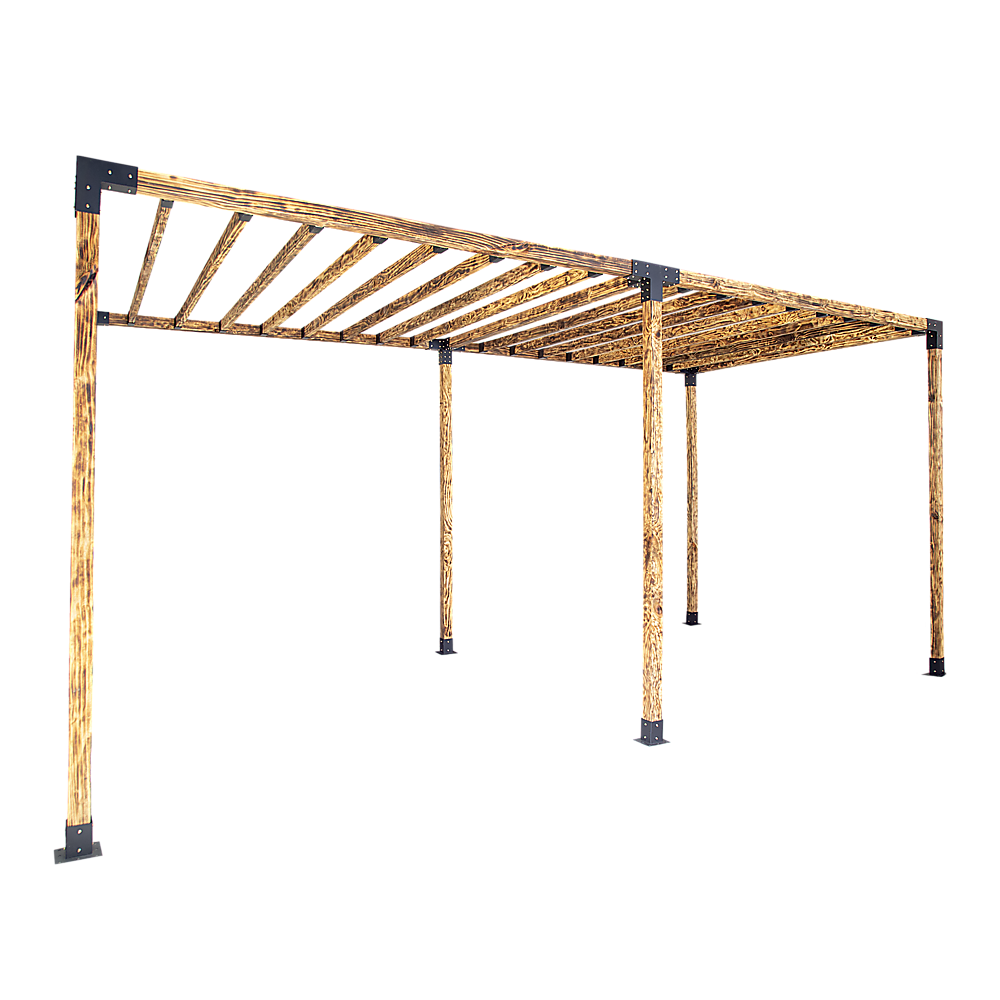 V63-847761-167336-11 Roof Pergola Gazebo Shed Matte Black Steel Brackets DIY Kits - Image 7