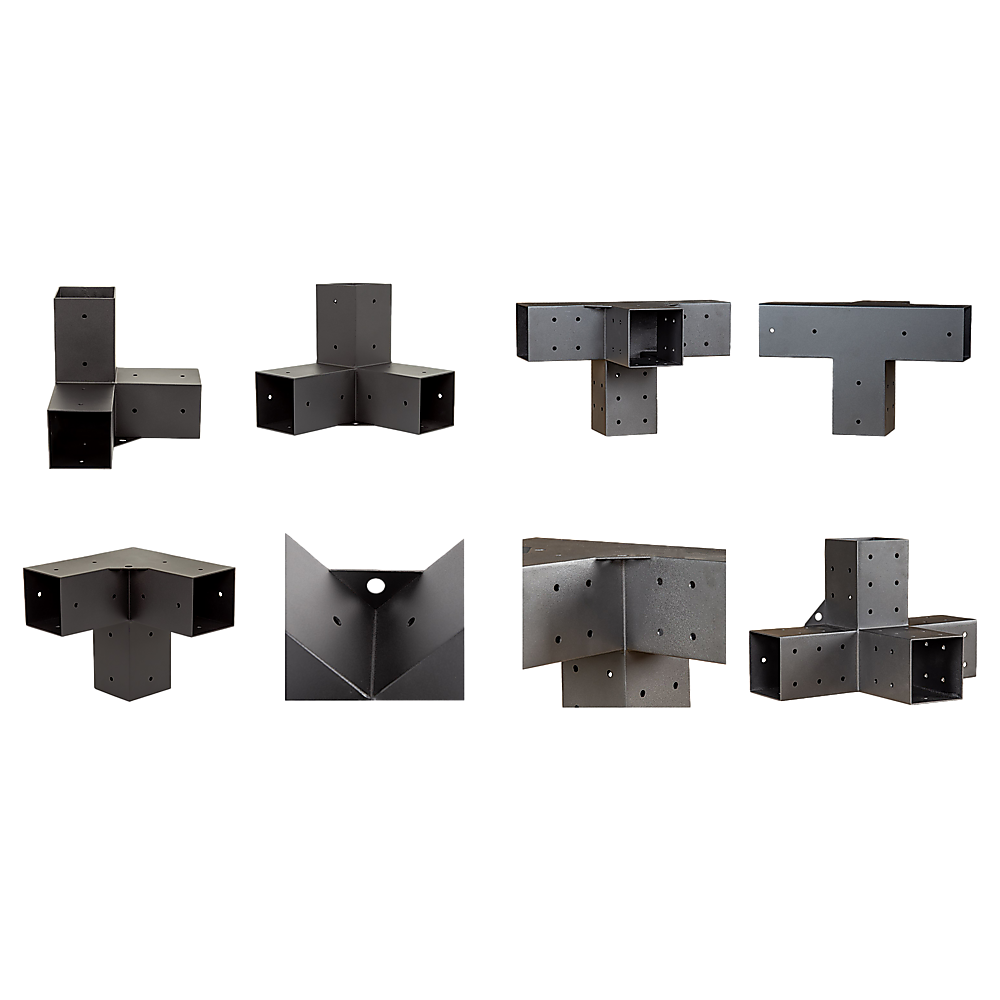 V63-847761-167336-12 Roof Pergola Gazebo Shed Matte Black Steel Brackets DIY Kits - Image 9