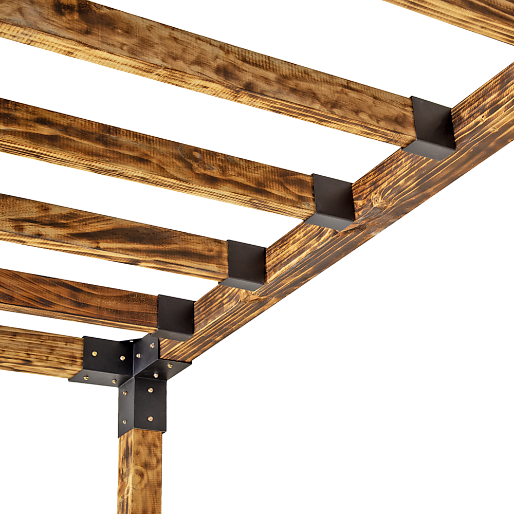 V63-847761-167336-14 Roof Pergola Gazebo Shed Matte Black Steel Brackets DIY Kits - Image 13