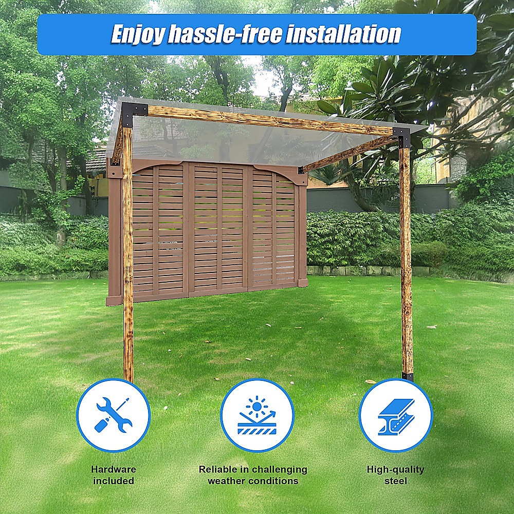 V63-847771-167337-02 Roof Pergola Gazebo Shed Matte Black Steel Brackets DIY Kits - Image 5