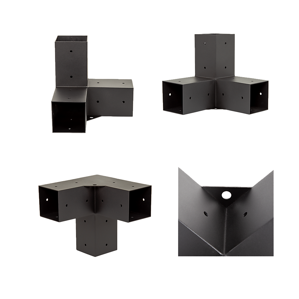 V63-847771-167337-04 Roof Pergola Gazebo Shed Matte Black Steel Brackets DIY Kits - Image 11