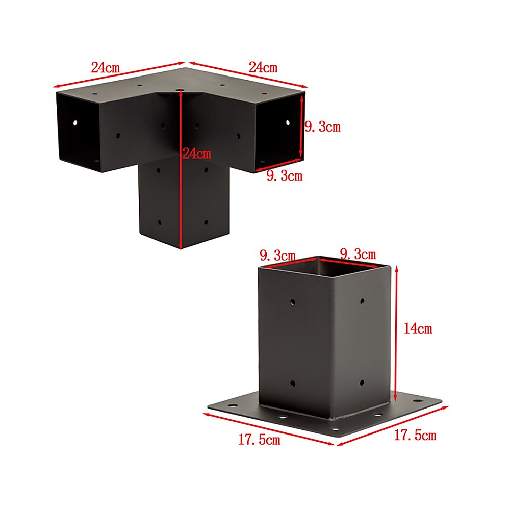 V63-847771-167337-09 Roof Pergola Gazebo Shed Matte Black Steel Brackets DIY Kits - Image 14