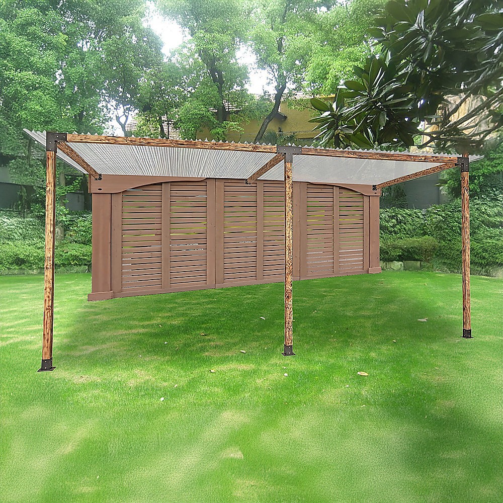 V63-847781-167342-06 Roof Pergola Gazebo Shed Matte Black Steel Brackets DIY Kits - Image 11