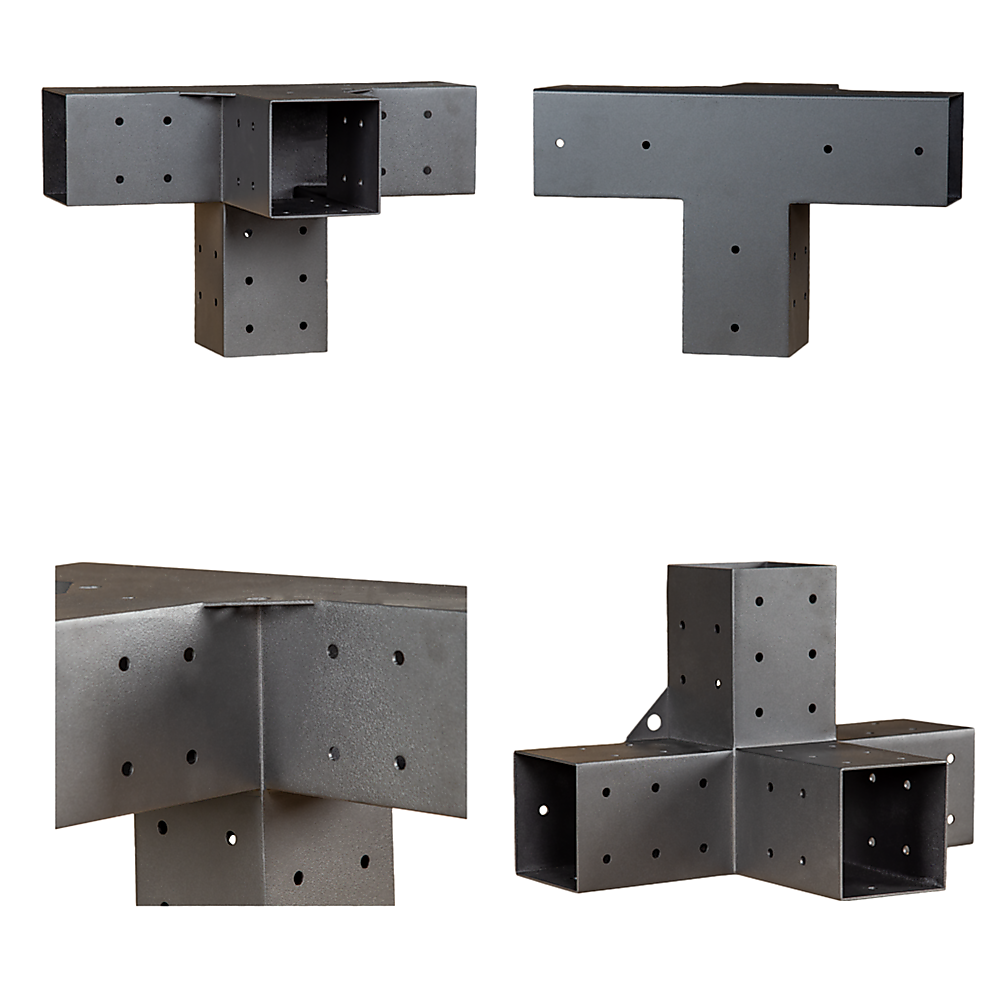 V63-847781-167342-09 Roof Pergola Gazebo Shed Matte Black Steel Brackets DIY Kits - Image 13