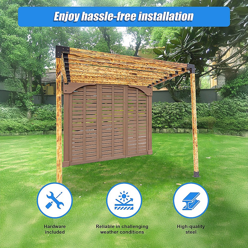 V63-847791-167343-01 Roof Pergola Gazebo Shed Matte Black Steel Brackets DIY Kits - Image 6