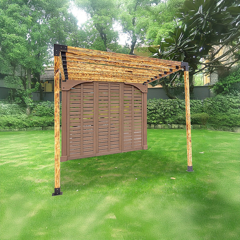 V63-847791-167343-03 Roof Pergola Gazebo Shed Matte Black Steel Brackets DIY Kits - Image 9