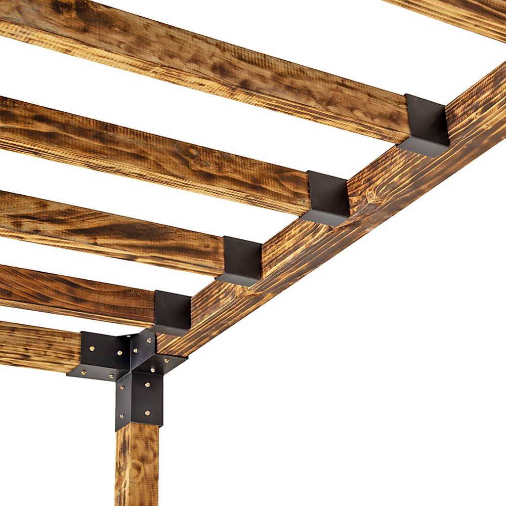 V63-847791-167343-07 Roof Pergola Gazebo Shed Matte Black Steel Brackets DIY Kits - Image 8
