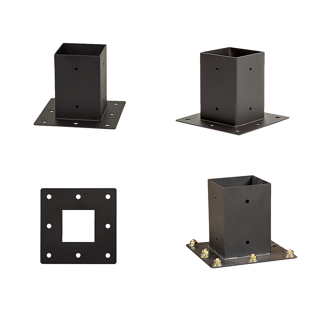 V63-847791-167343-09 Roof Pergola Gazebo Shed Matte Black Steel Brackets DIY Kits - Image 10