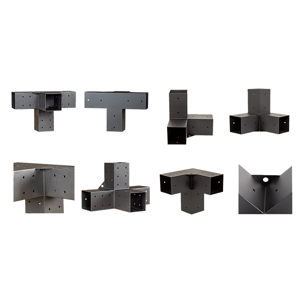 V63-847801-167344-03 Roof Pergola Gazebo Shed Matte Black Steel Brackets DIY Kits - Image 12