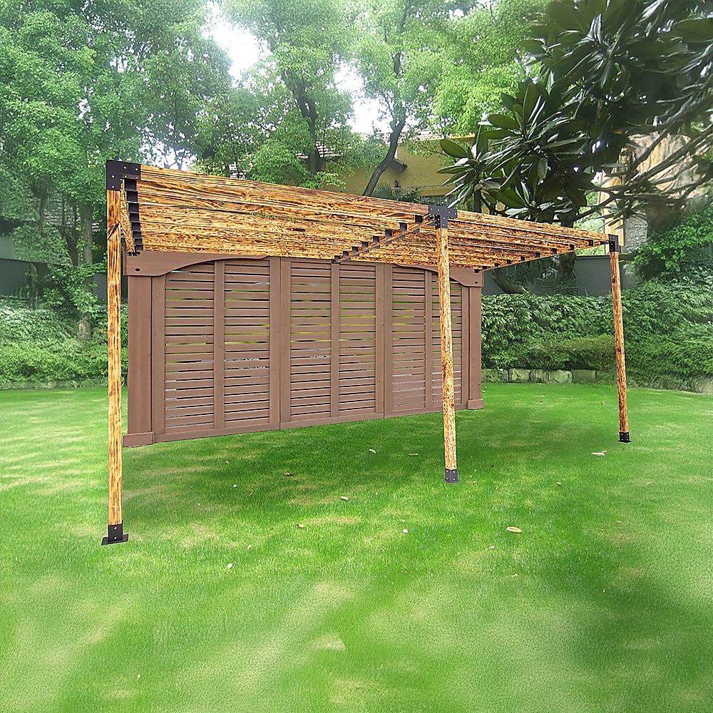 V63-847801-167344-05 Roof Pergola Gazebo Shed Matte Black Steel Brackets DIY Kits - Image 11