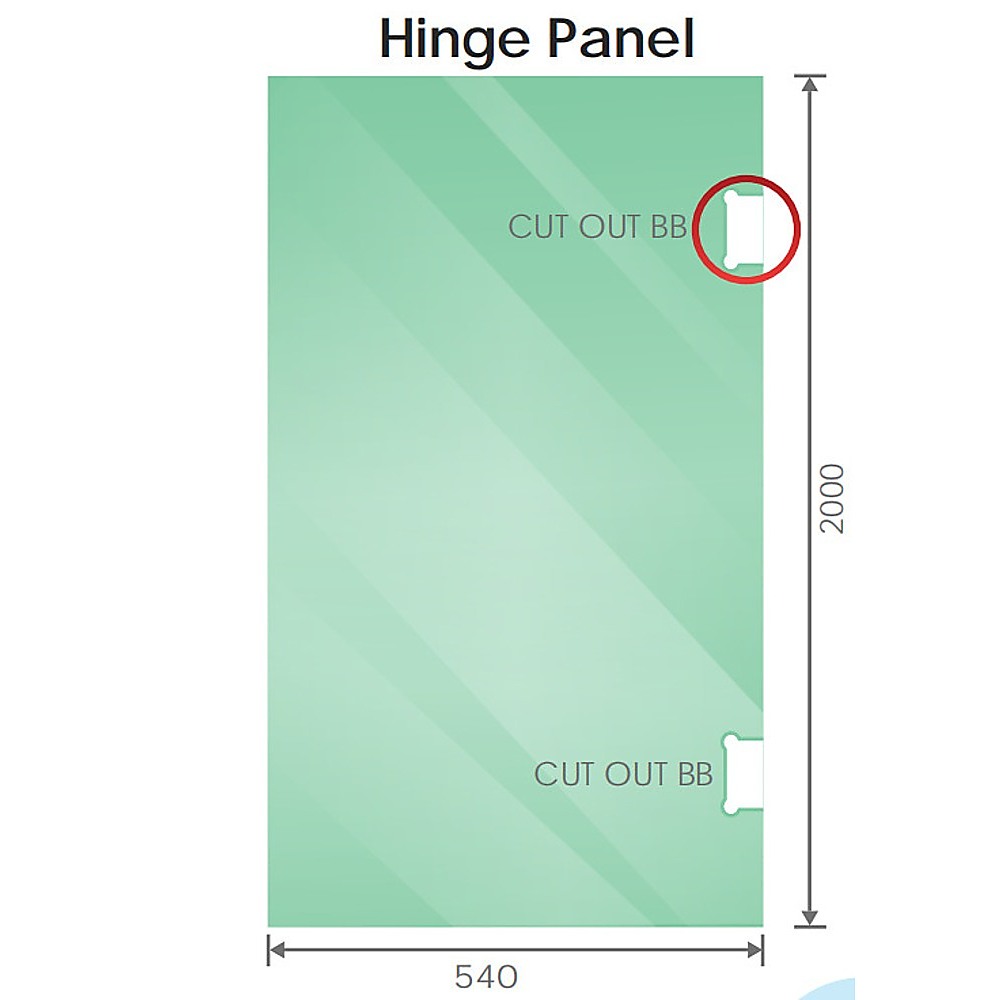 V63-856681-199269-02 120cm Wall to Wall Frameless Shower Screen with Black Brackets and Brass Hinges, Square Knob Handle - Image 3