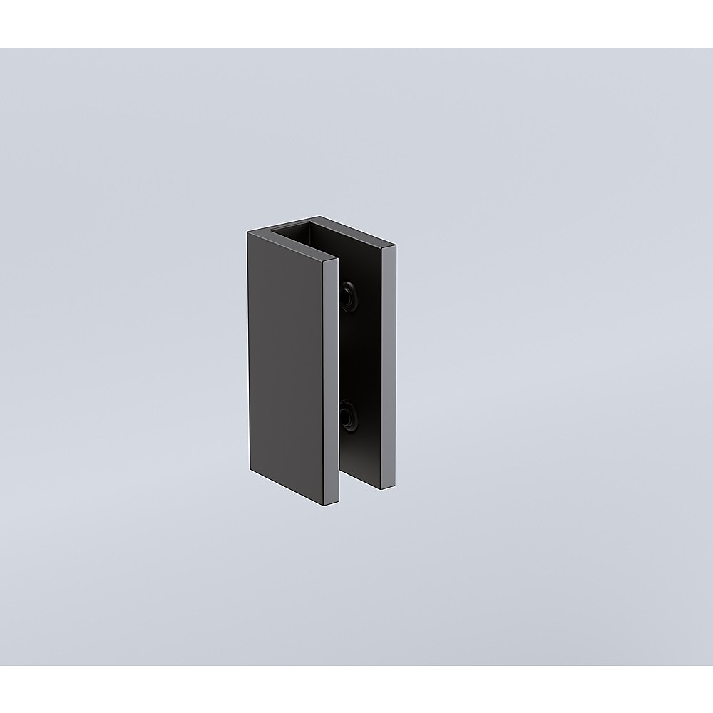 V63-864611-199075-09 120x70cm Corner Frameless Shower Screen with Black Brackets and SS Hinges, Square Knob Handle - Image 7