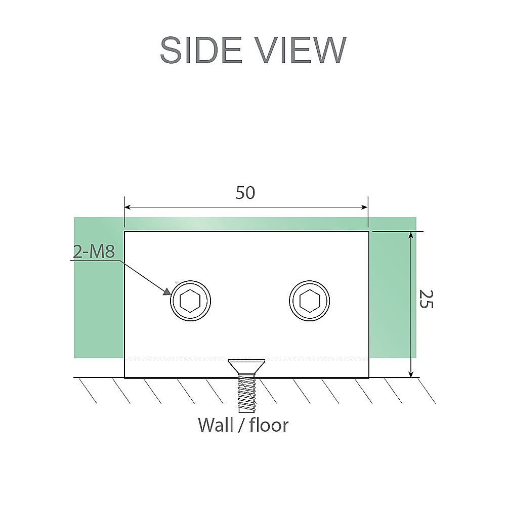 V63-864611-199075-12 120x70cm Corner Frameless Shower Screen with Black Brackets and SS Hinges, Square Knob Handle - Image 10