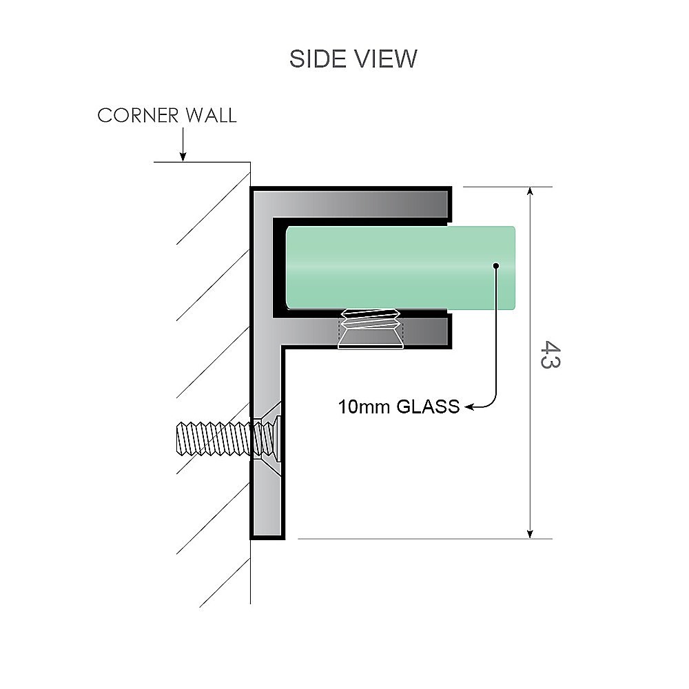 V63-864621-199172-10 120x70cm Corner Frameless Shower Screen with Black Brackets and SS Hinges, Square Knob Handle - Image 8