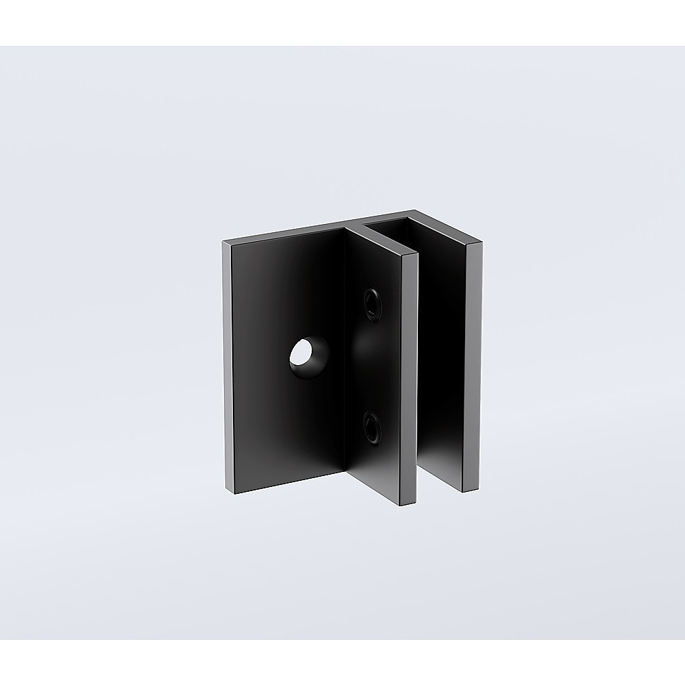 V63-864861-198479-09 120x80cm Corner Frameless Shower Screen with Black Brackets and SS Hinges, Square Knob Handle - Image 7
