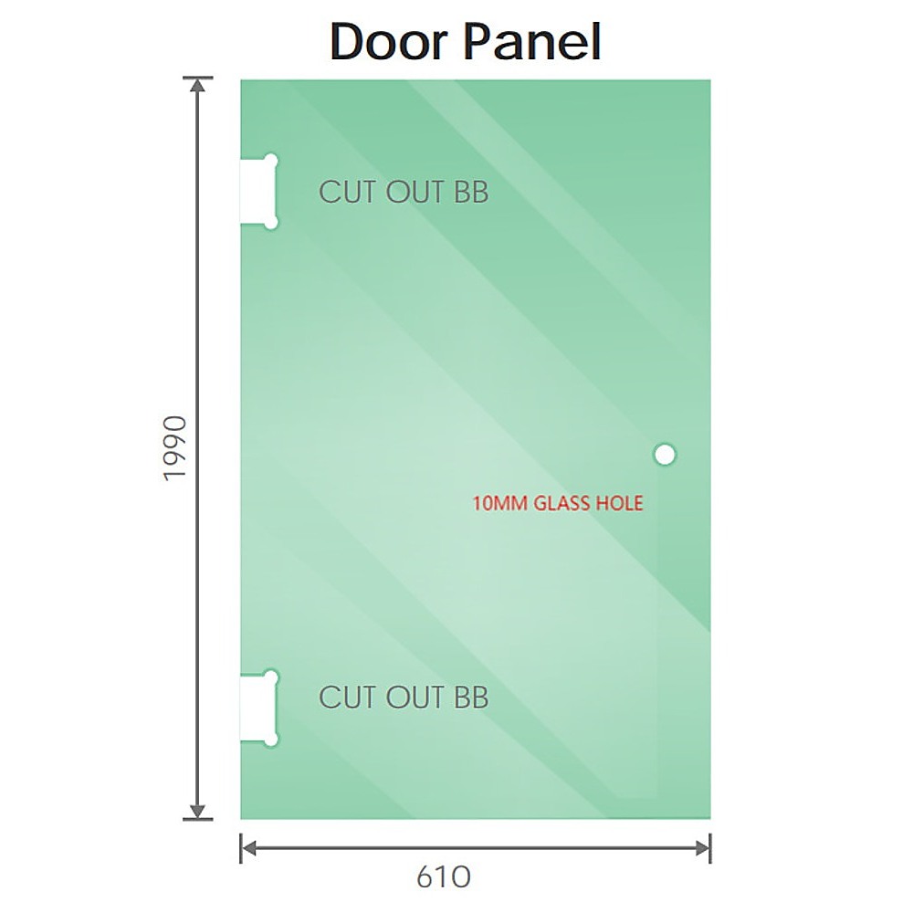 90x70cm Corner Frameless Shower Screen with White Brackets and SS Hinges, Round Knob Handle