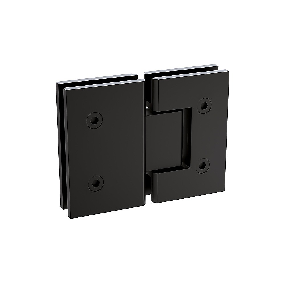 V63-877691-199254-14 120x70cm Corner Frameless Shower Screen with Black Brackets and Brass Hinges, Square Knob Handle - Image 12