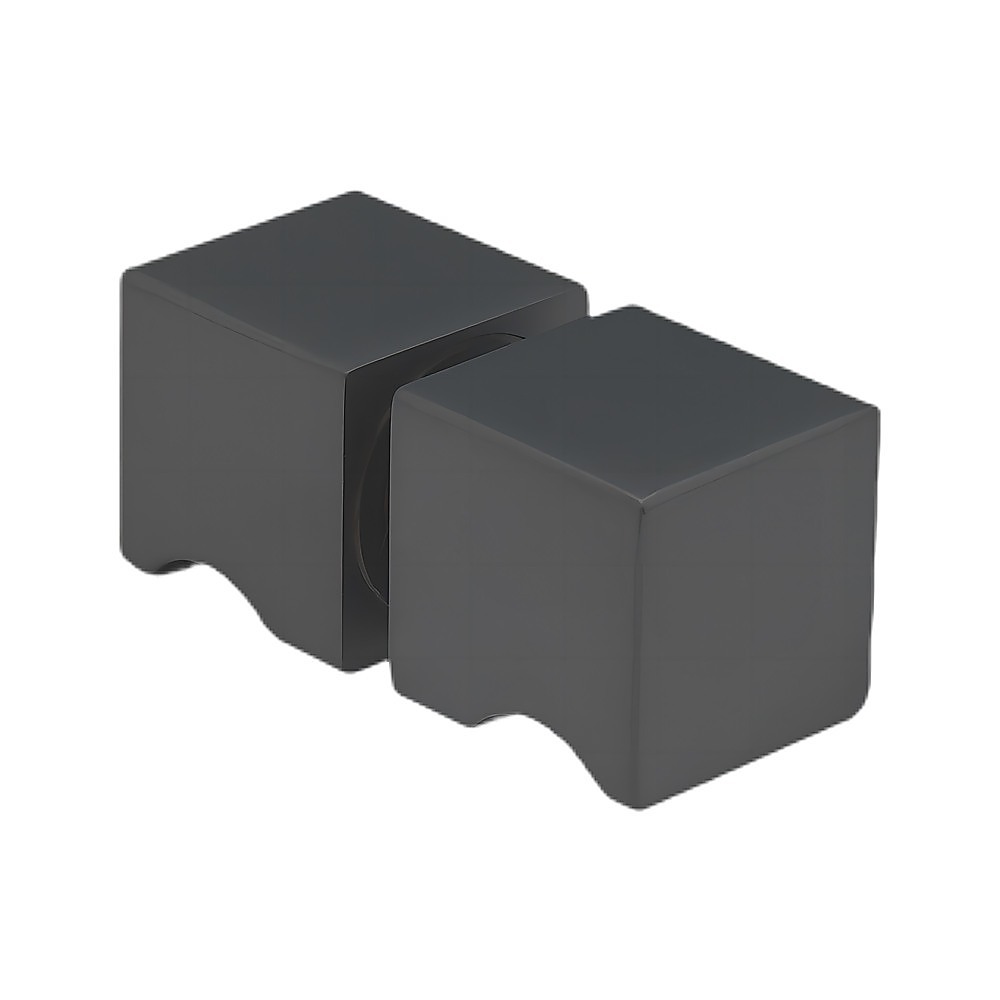 V63-878381-198964-18 120x100cm Corner Frameless Shower Screen with Black Brackets and Brass Hinges, Square Knob Handle - Image 16