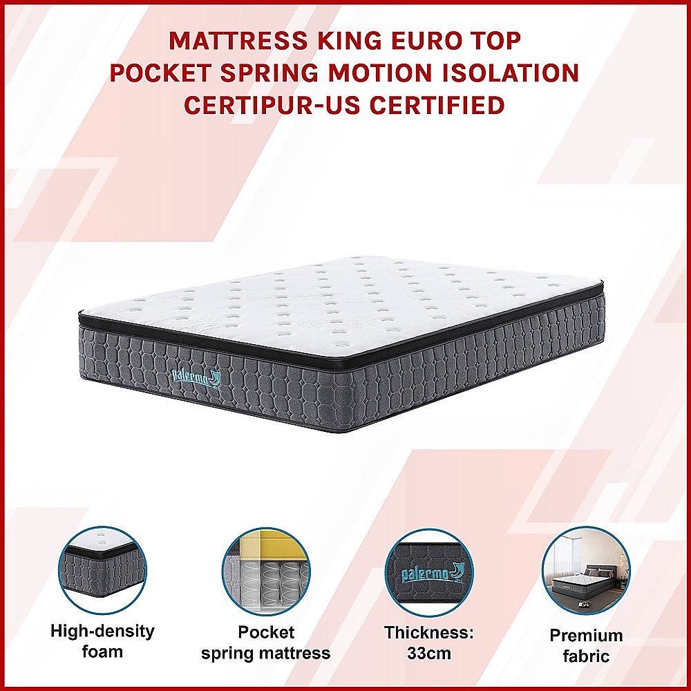 V63-930301-202504171045-02 Mattress King Euro Top Pocket Spring Motion Isolation CertiPUR-US Certified - Image 3