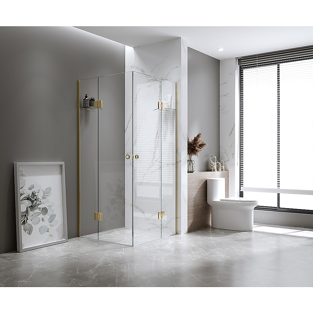 V63-948931-202507042136-00 90x90cm Double Door Corner Shower with White Channels and SS Hinges - Image 1