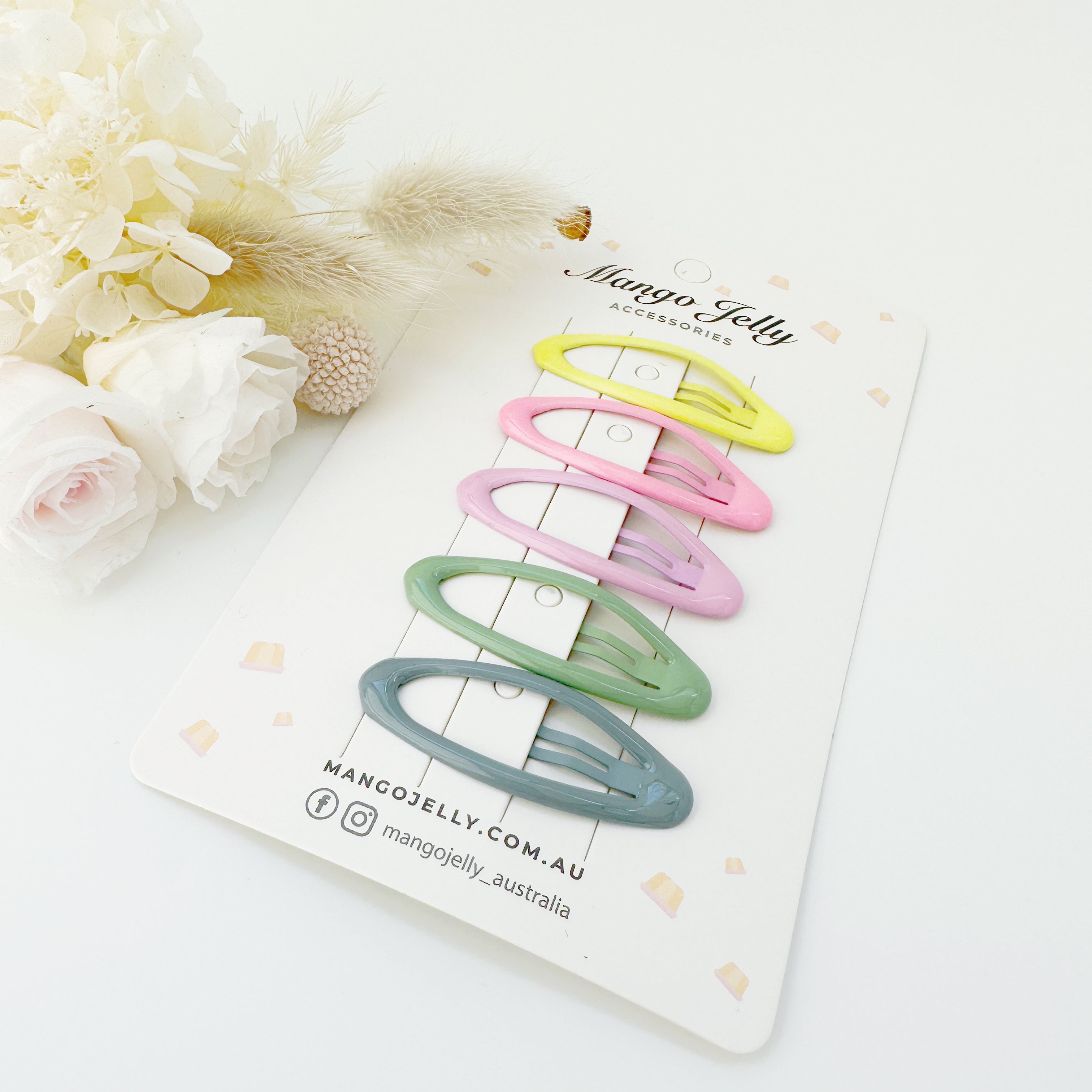 V659-HC-BUTTERCREAM-CANDY-OVAL-2-M-160821-01 MANGO JELLY Butter Cream Hair Clips Collection - Candy Oval - Twin Pack - Image 2