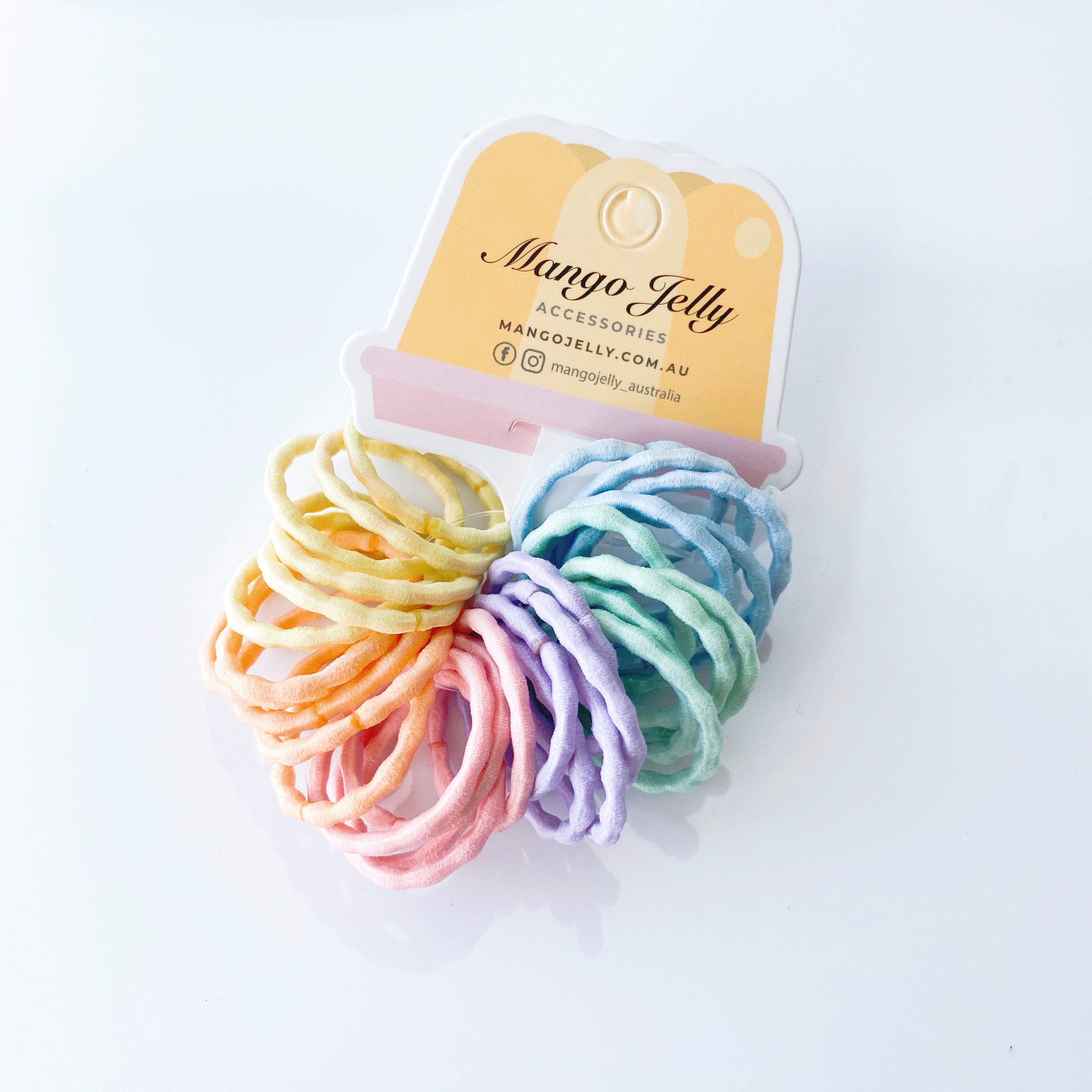 V659-HT-3CM-30P-SILKYPOP-PASTEL-2-M-161025-01 MANGO JELLY Kids Hair Ties (3cm) - Silky Pop Pastel -Twin Pack - Image 2