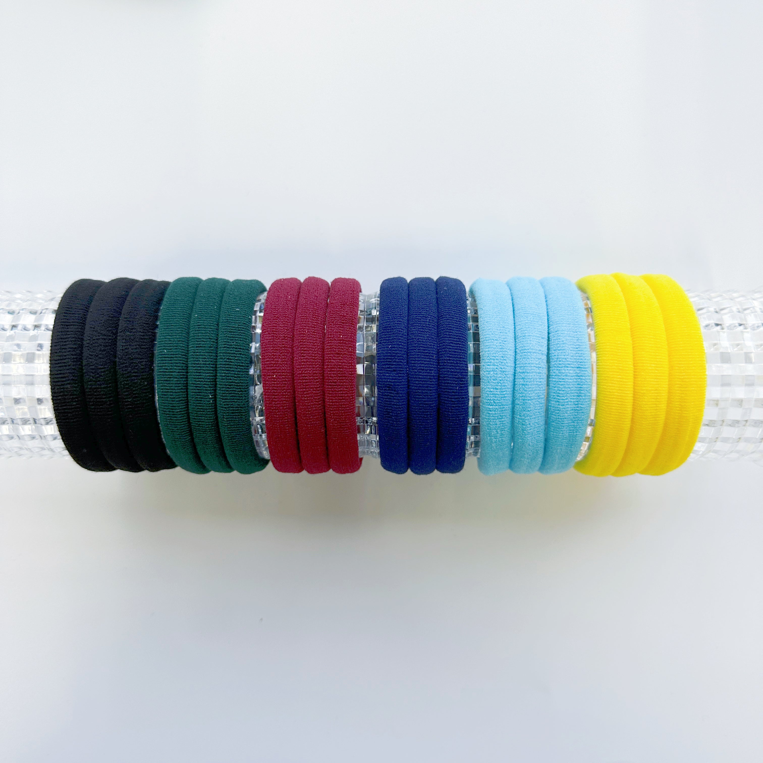 V659-METALFREE-4CM-10P-SK-YELLOW-6-L-160700-01 MANGO JELLY Metal Free Hair ties (4.5cm) - School Colour Yellow 10P - Six Pack - Image 2