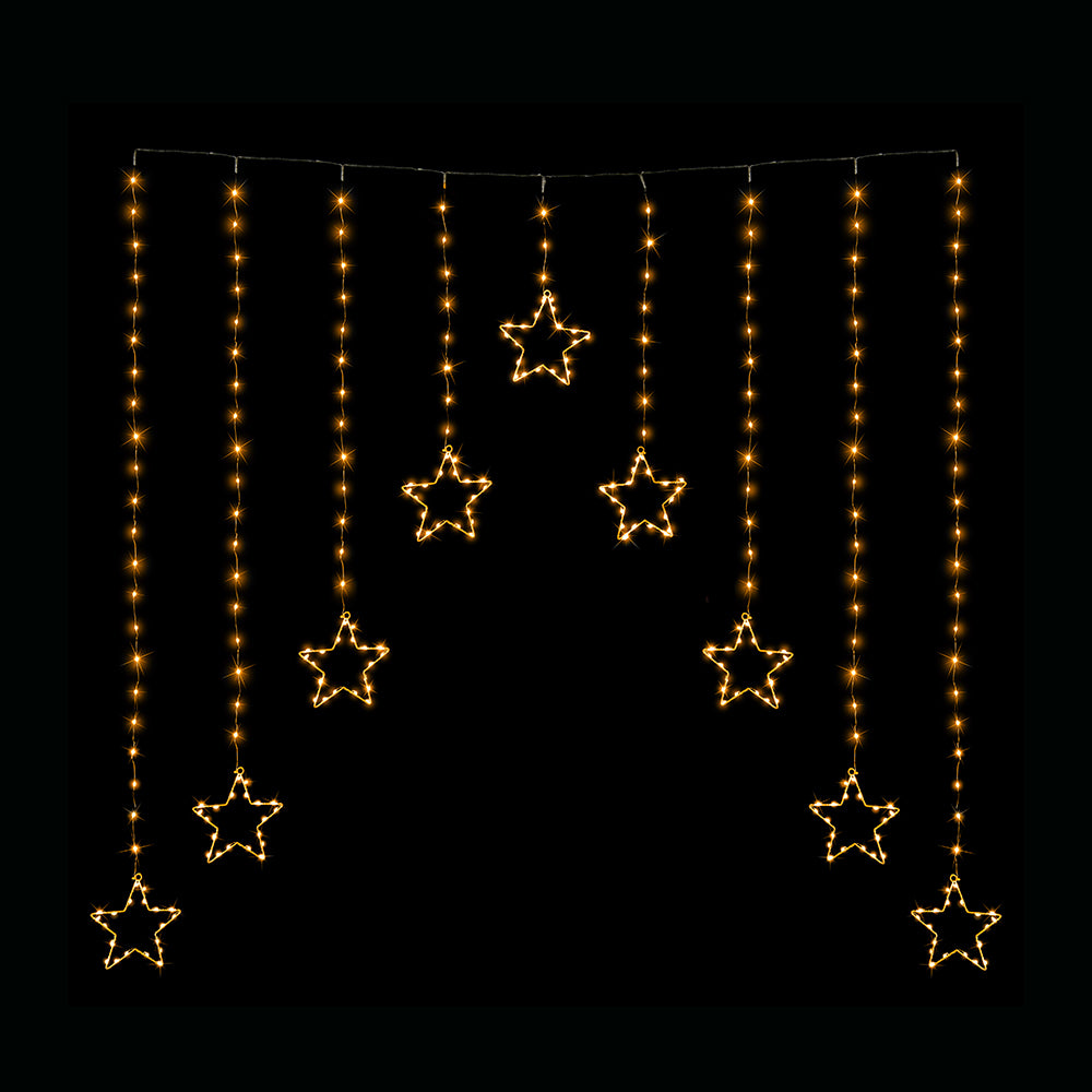 V720-XL0077-200286-00 LED Wire Star Curtain Gold Lights - Image 1
