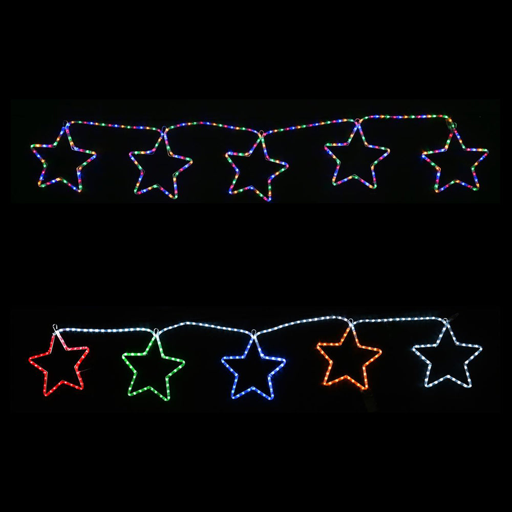 V720-XL1429RGBYW-200151-00 LED Ropelight 5 Stars Chain available in 2 Colors - RGBYW - Image 1