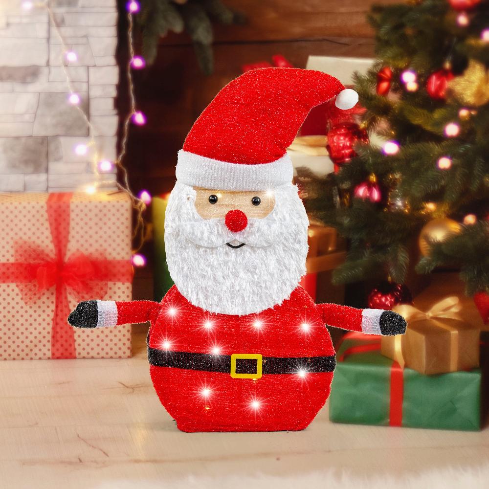 V720-XL1534-200247-00 LED Collapsible Tinsel Santa 70cm Twinkling - Image 1