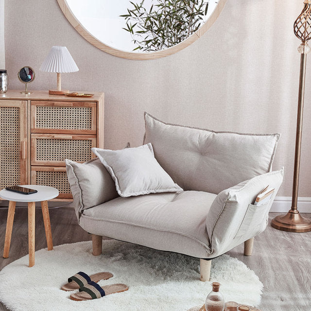 V728-1005002624020822-BEIGE-LINEN-UPHOLST-189399-02 NNEOBA Convertible Sofa Couch with Adjustable Backrest and Armrests - Image 3