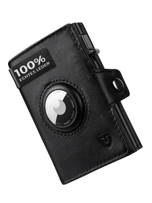 V728-1005006770683571-BLACKNO-AIRTAG-190574-00 NNEOBA Mens Blocker Wallet - Genuine Leather Wallet with Coin Pocket, Black - Image 1
