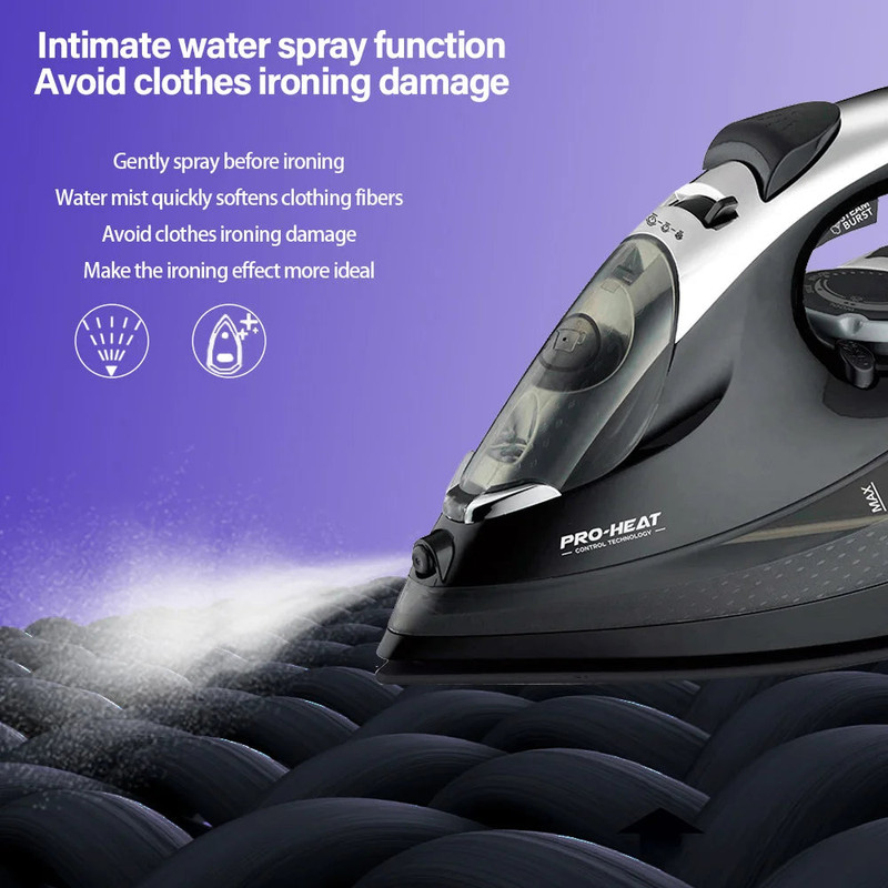 V728-1005007422739776-A-190989-01 2200W Professional Steam Iron with Ceramic Soleplate - Image 2