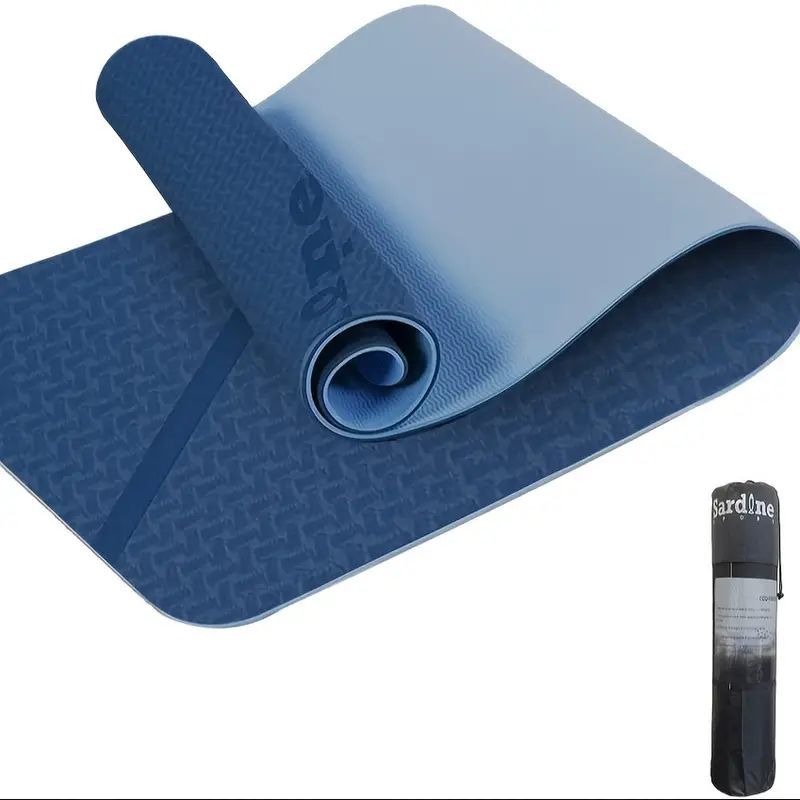 V733-YGMAT-8MM-BLUE-195529-00 Sport TPE Yoga Mat Exercise Workout Mats Fitness Mat for Home Gym Blue 8mm - Image 1