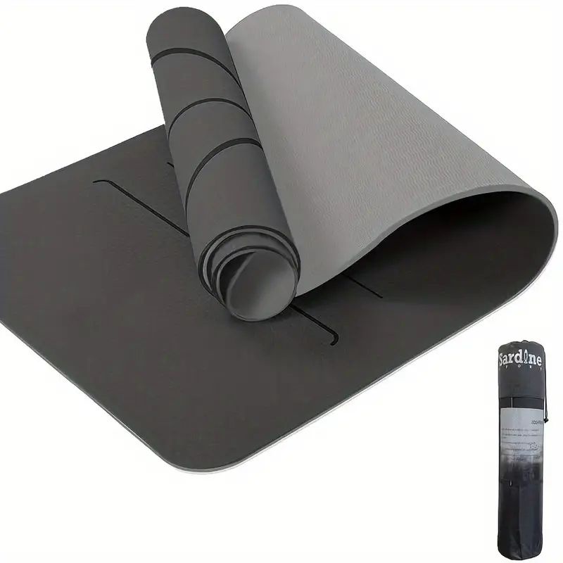 V733-YGMAT-8MM-GREY-195526-00 Sport TPE Yoga Mat Exercise Workout Mats Fitness Mat for Home Gym Grey 8mm - Image 1