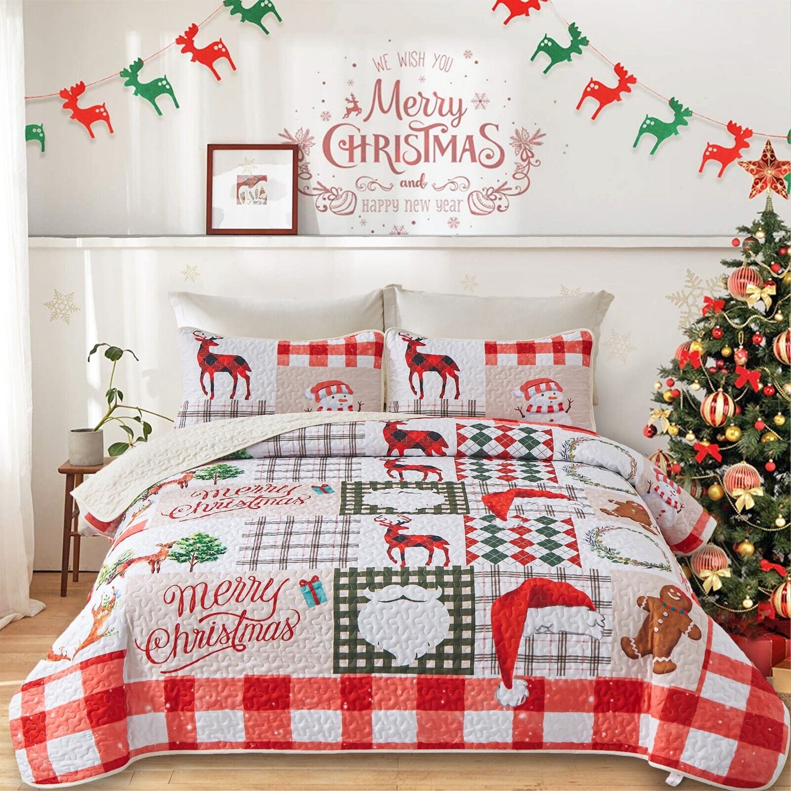 V745-AC080225K3U-218276-00 Ethereal christmas Dreamy Lightweight 3 Pc Bedspread & Pillow Cover Set - Image 1