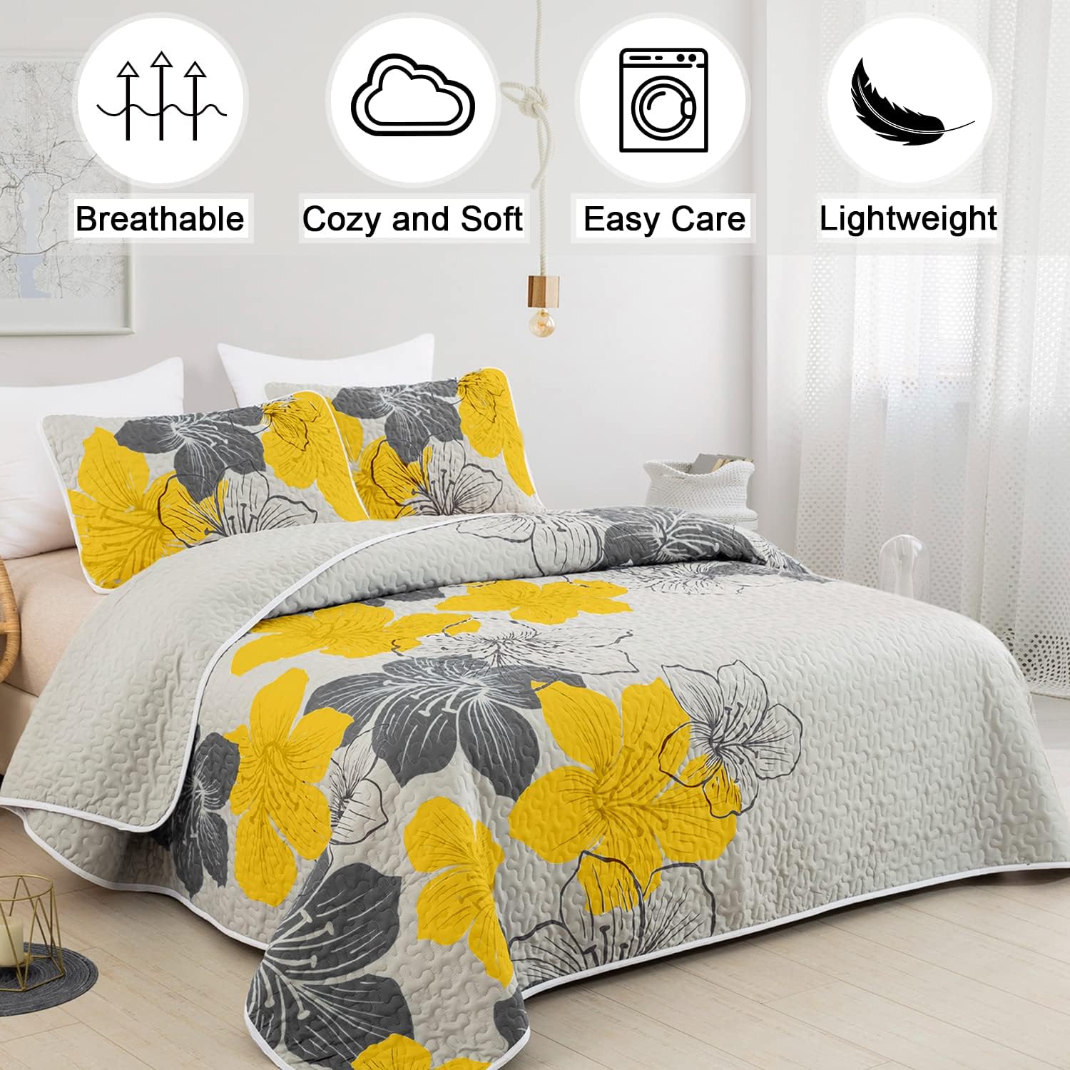 V745-MAC080162Q12U-190943-01 Delicate Quilted Coverlet and Pillowcases Set: Soft Touch for a Restful Night - Queen size - Image 2