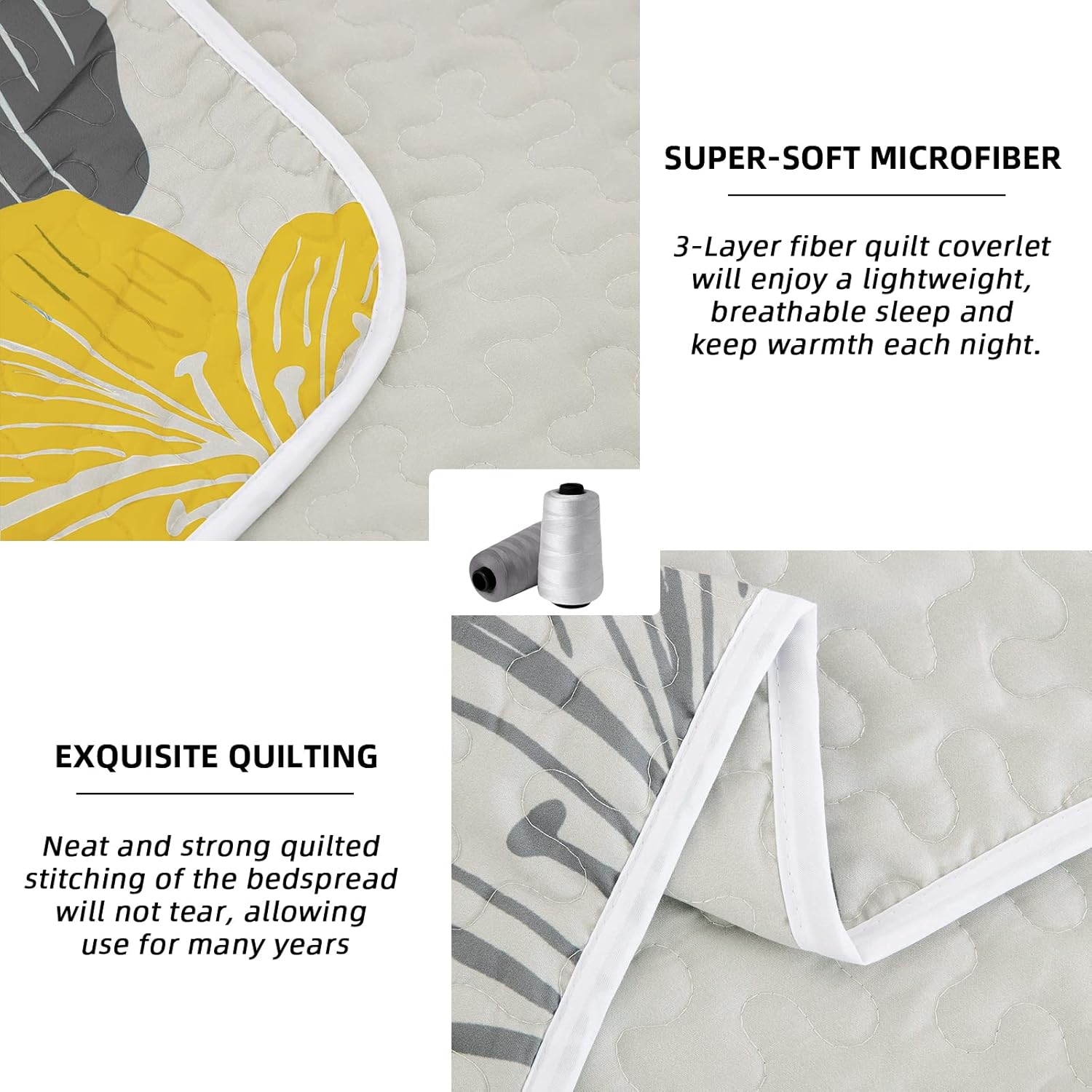 V745-MAC080162Q12U-190943-04 Delicate Quilted Coverlet and Pillowcases Set: Soft Touch for a Restful Night - Queen size - Image 5