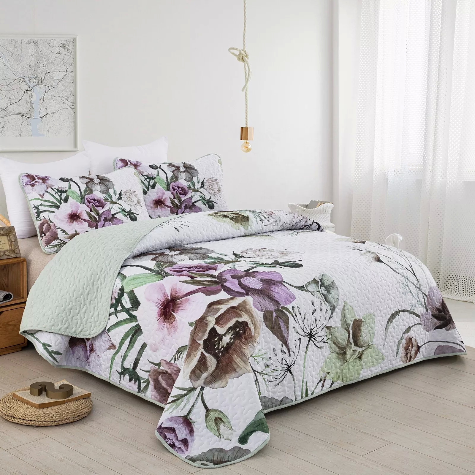 V745-MAC080300Q13U-190920-01 Deluxe Quilted Bedspread and Pillowcases Set: Infuse Your Bedroom with Style - Queen size - Image 2