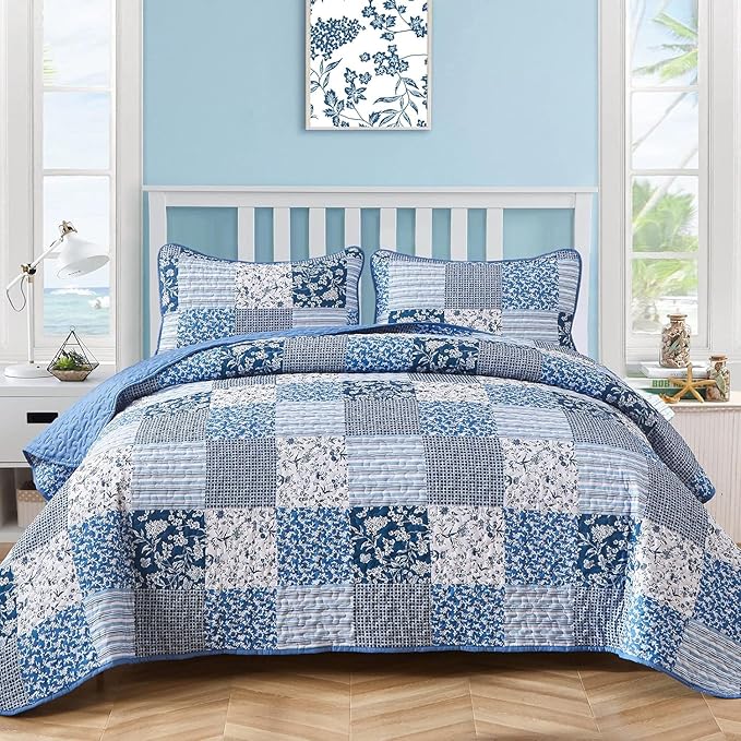V745-MAC080302Q13U-212307-00 Vintage-Inspired Big Check Queen Bedding Set Cozy & Stylish - Image 1